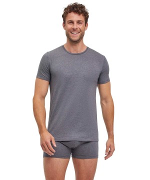 Falke 2-Pack T-Shirt Round-neck Daily Comfort Kurzarmhemd Herren Grau | 0672584-BN