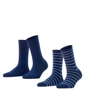 Falke Happy Stripe 2-Pack Socks Socken Damen Blau | 1046937-IA