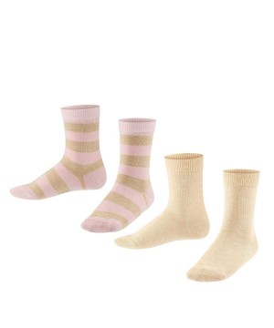 Falke Happy Stripe 2-Pack Socks Socken Kinder Beige | 6731580-HZ