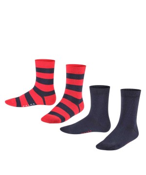 Falke Happy Stripe 2-Pack Socks Socken Kinder Blau | 4130857-QI