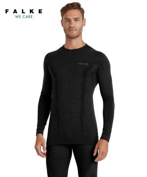 Falke Long sleeve shirt Wool-Tech Long Sleeve T-Shirts Herren Schwarz | 5690214-MF