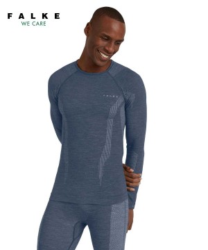 Falke Long sleeve shirt Wool-Tech Long Sleeve T-Shirts Herren Blau | 4786352-RH