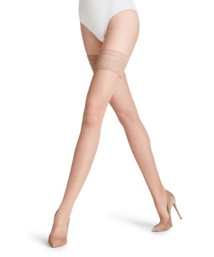 Falke Seidenglatt 15 DEN Stay-ups Thigh Highs Damen Beige | 9523876-EO