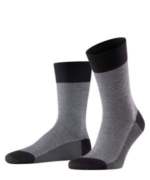 Falke Sensitive Herringbone Socks Socken Herren Schwarz | 1809372-UM