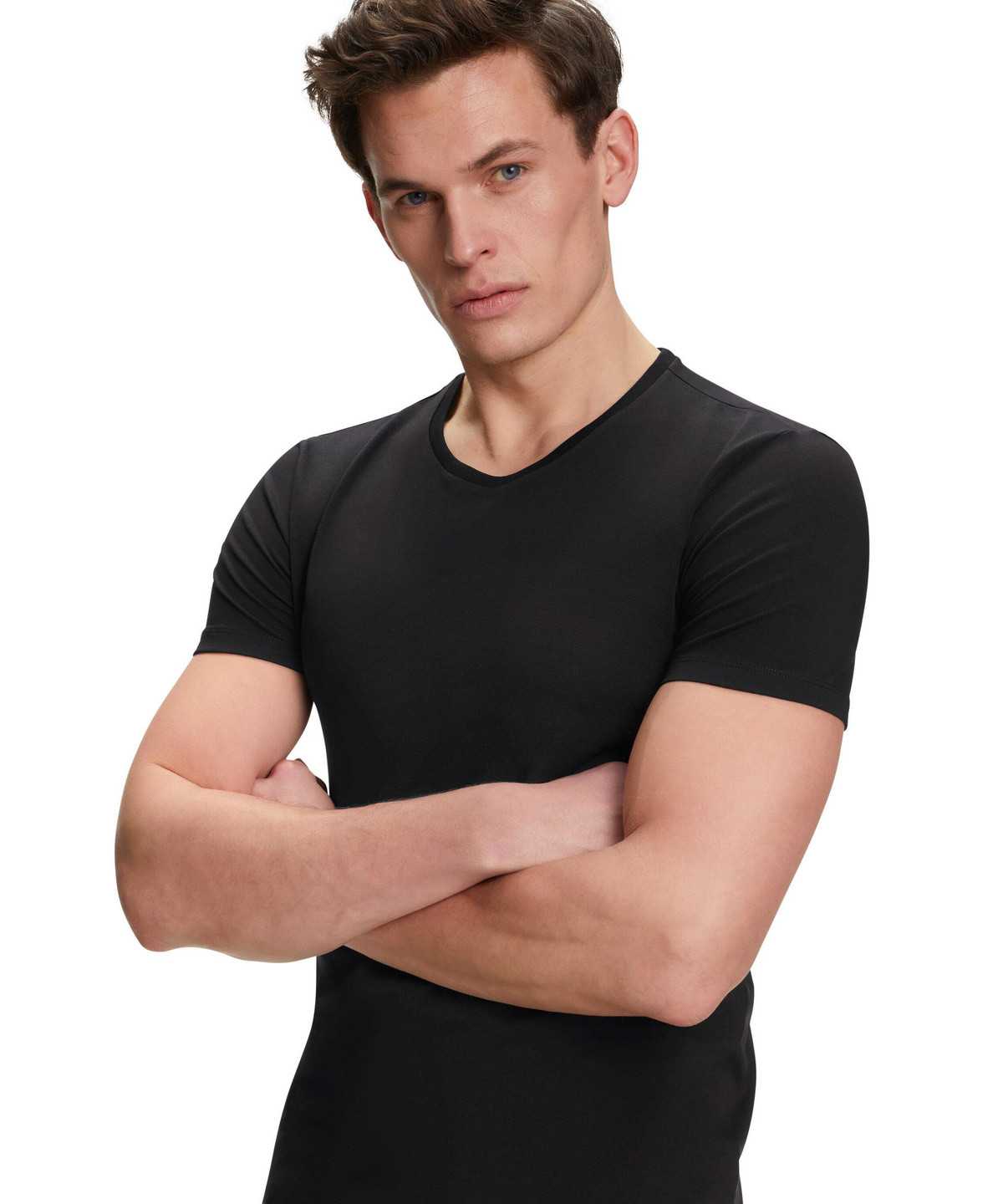 Falke 2-Pack T-Shirt Round-neck Daily Comfort Kurzarmhemd Herren Schwarz | 5176839-ZA