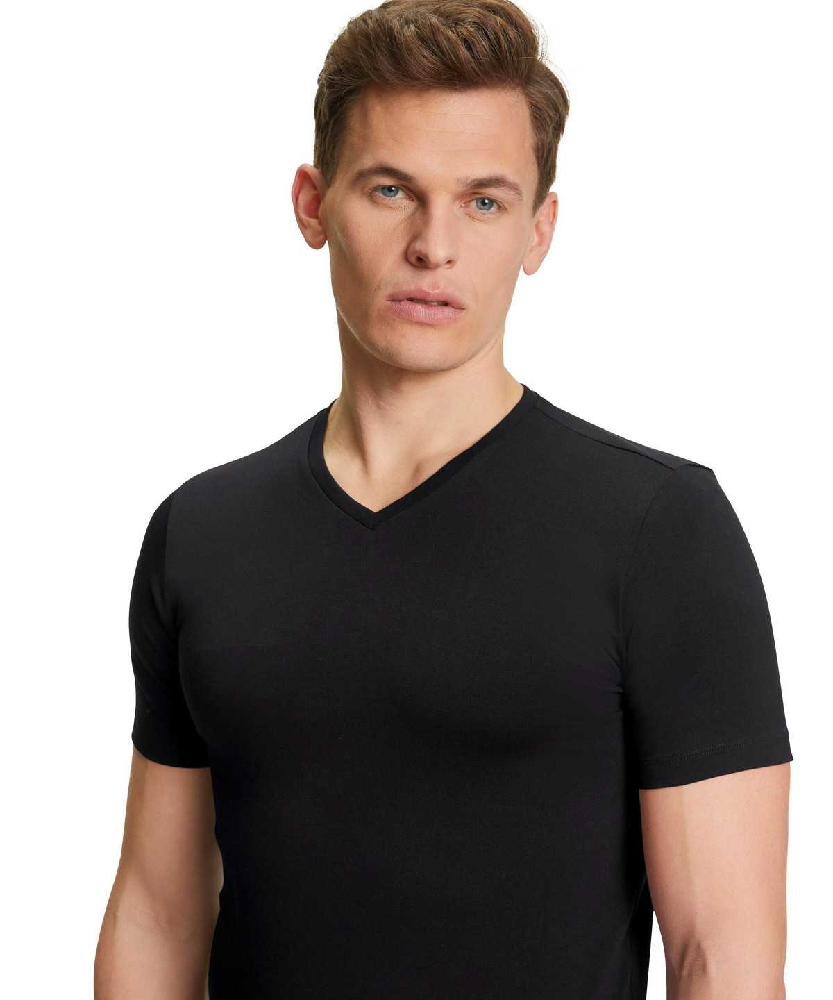 Falke 2-Pack T-Shirt V-neck Daily Comfort Kurzarmhemd Herren Schwarz | 3109576-NL