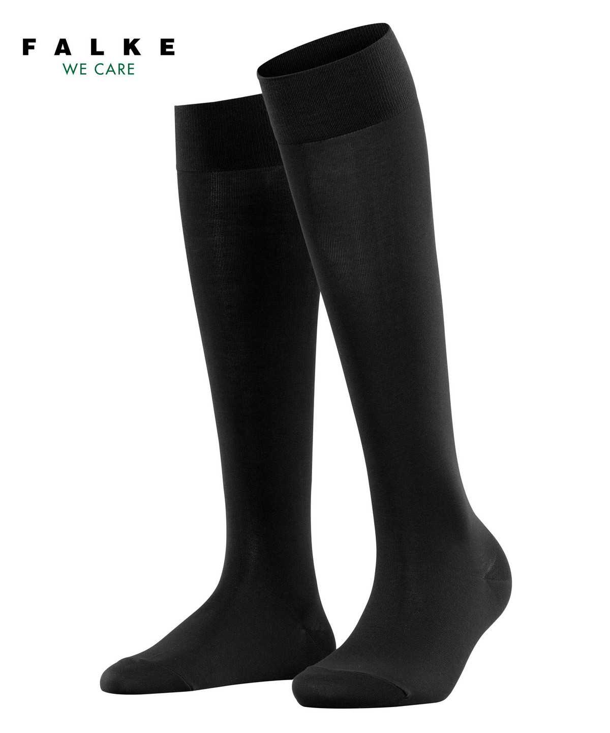 Falke Cotton Touch Knee-high Socks Socken Damen Schwarz | 0196758-WB