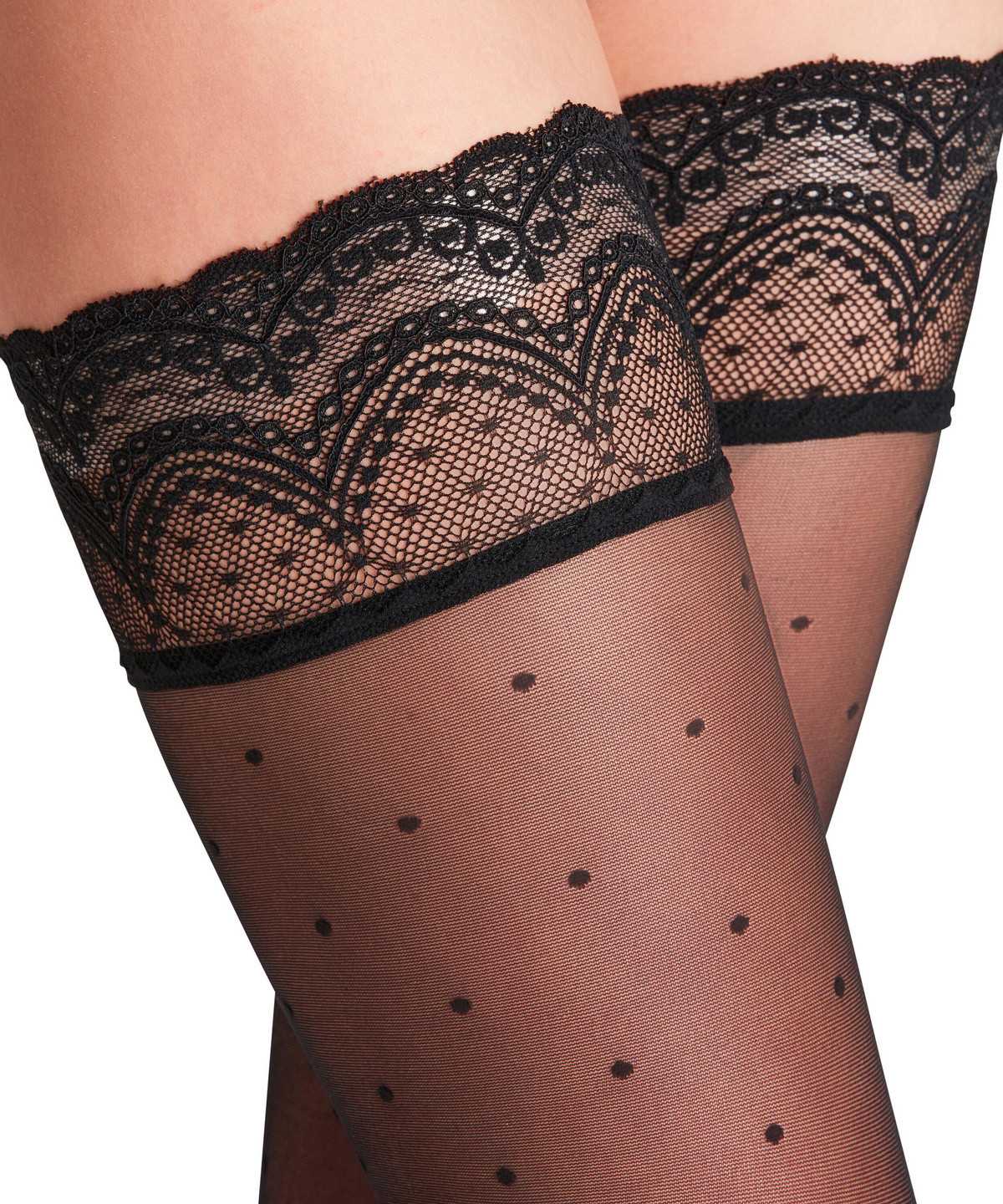 Falke Dot 15 DEN Stay-ups Thigh Highs Damen Schwarz | 2350718-GI