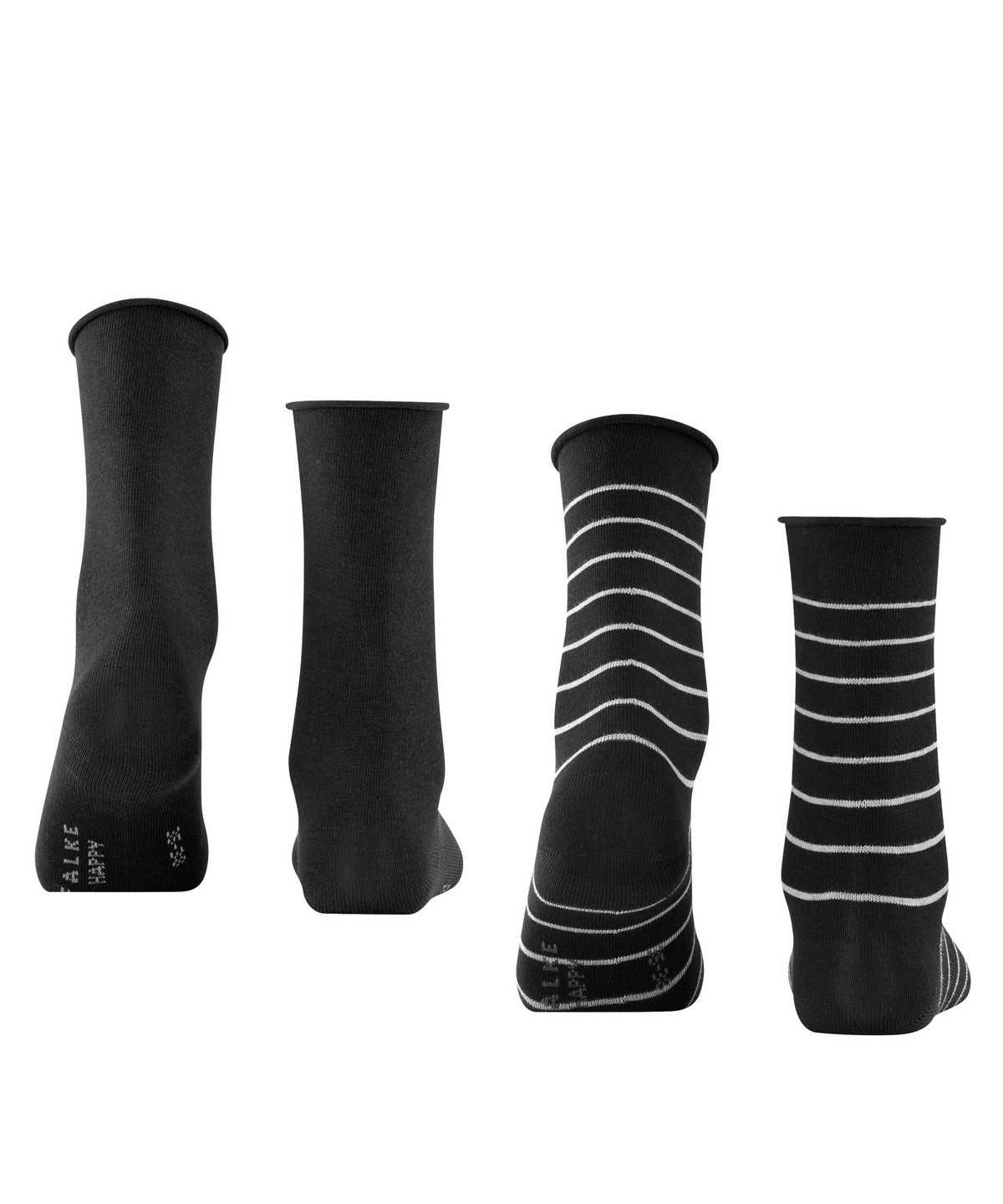 Falke Happy Stripe 2-Pack Socks Socken Damen Schwarz | 2305174-JO