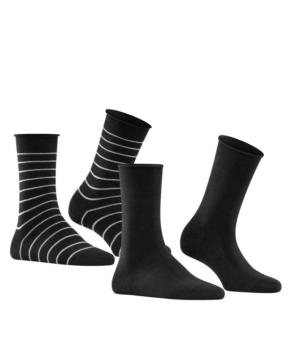 Falke Happy Stripe 2-Pack Socks Socken Damen Schwarz | 2305174-JO