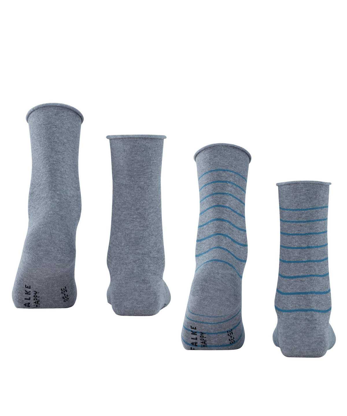 Falke Happy Stripe 2-Pack Socks Socken Damen Grau | 5849320-YX