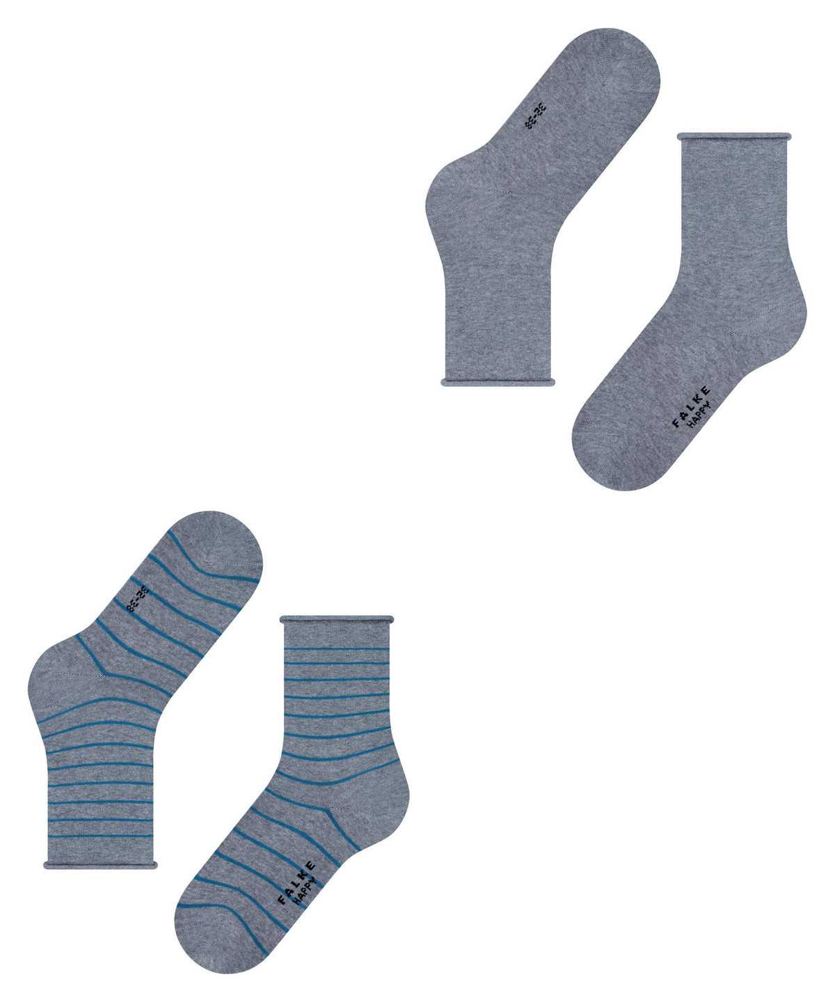 Falke Happy Stripe 2-Pack Socks Socken Damen Grau | 5849320-YX