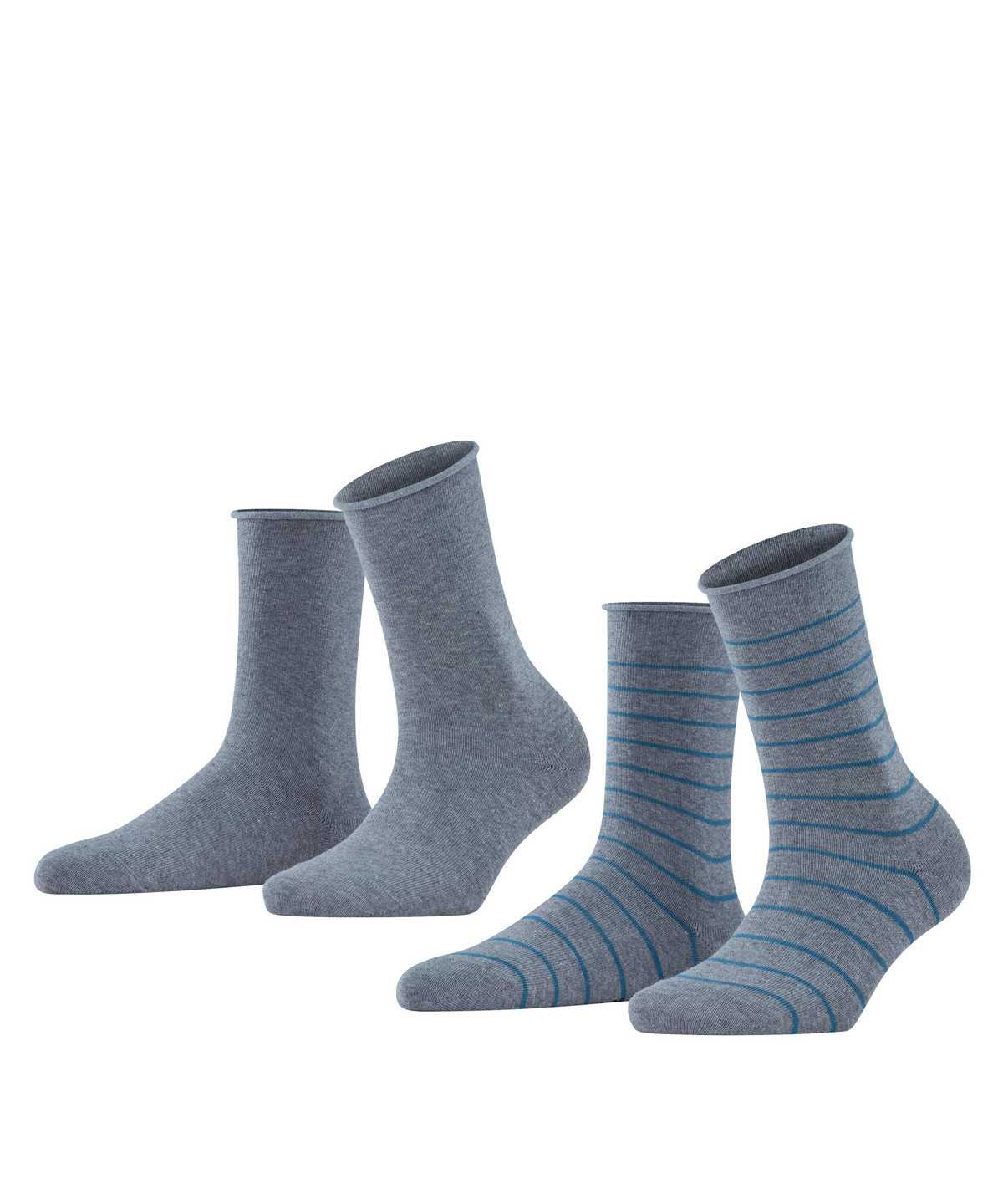 Falke Happy Stripe 2-Pack Socks Socken Damen Grau | 5849320-YX