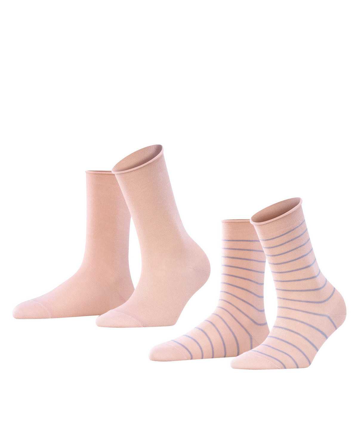 Falke Happy Stripe 2-Pack Socks Socken Damen Rosa | 9356274-TL