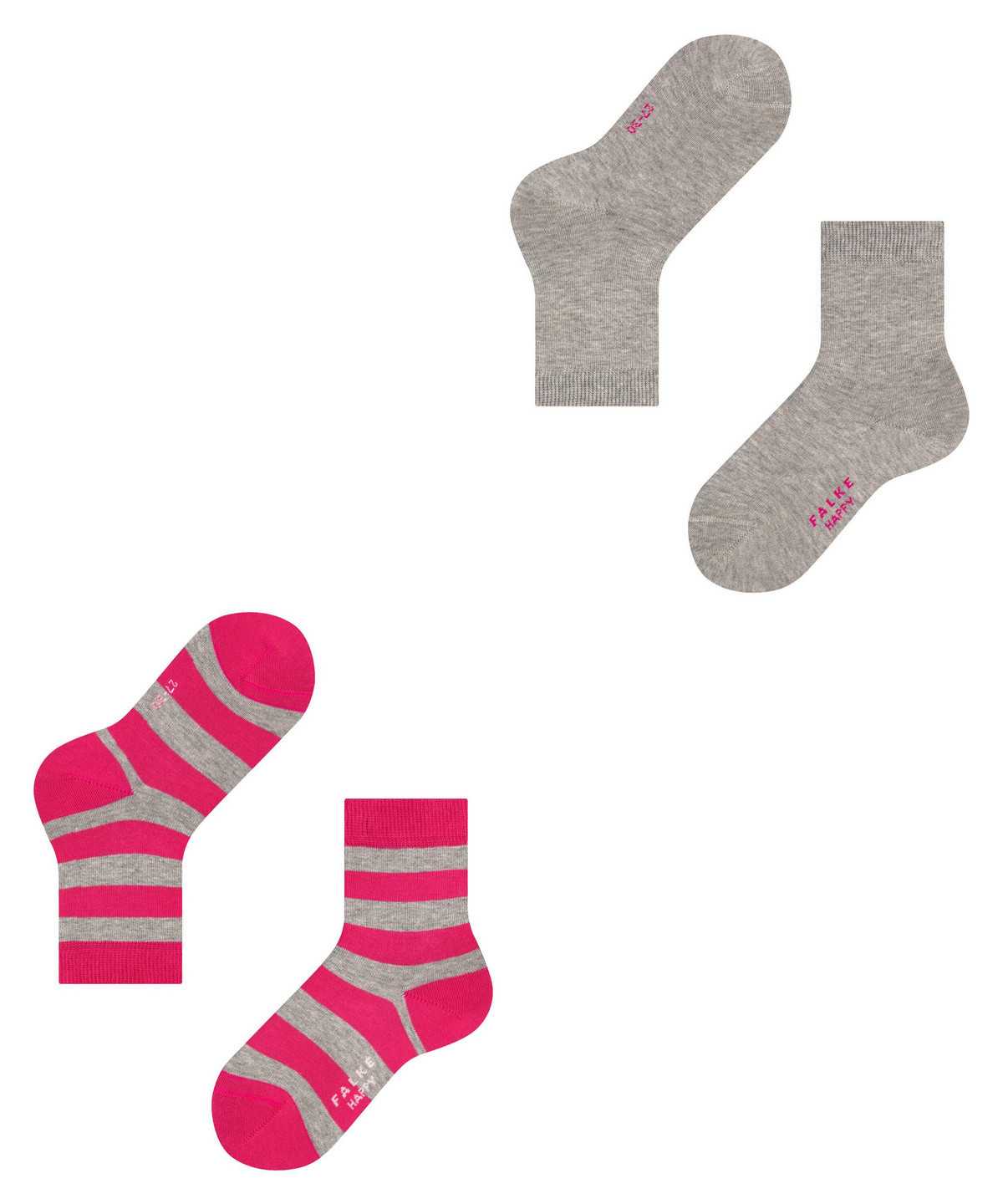 Falke Happy Stripe 2-Pack Socks Socken Kinder Grau | 5286173-KB