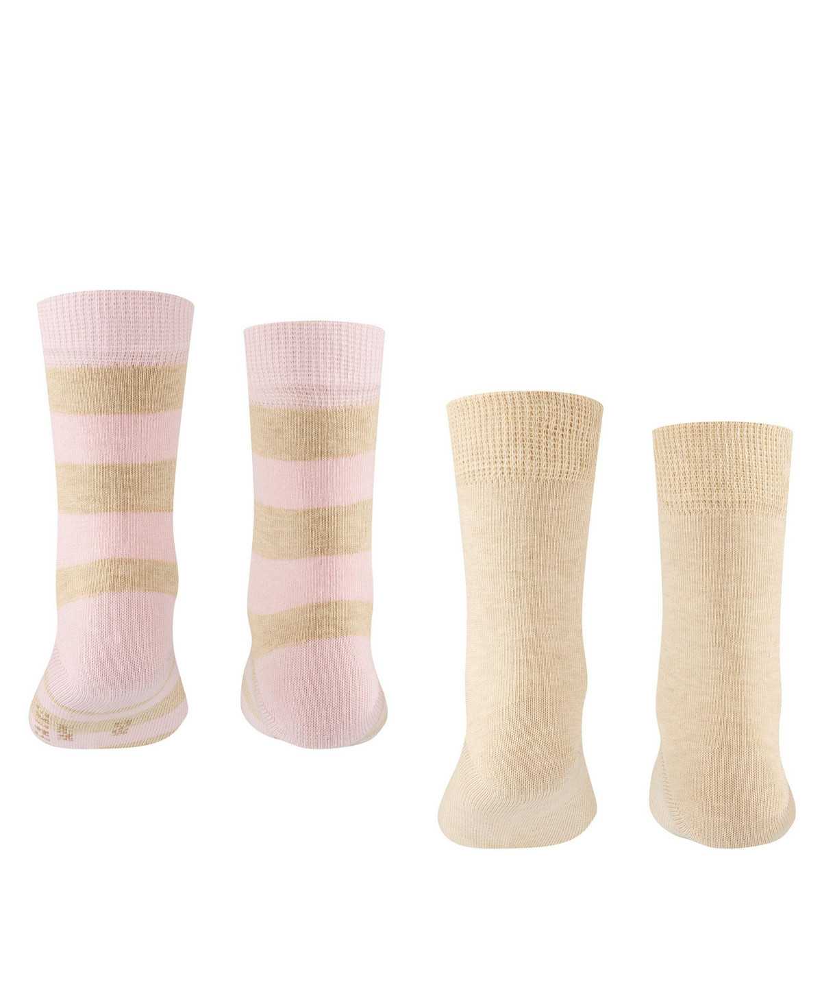 Falke Happy Stripe 2-Pack Socks Socken Kinder Beige | 6731580-HZ