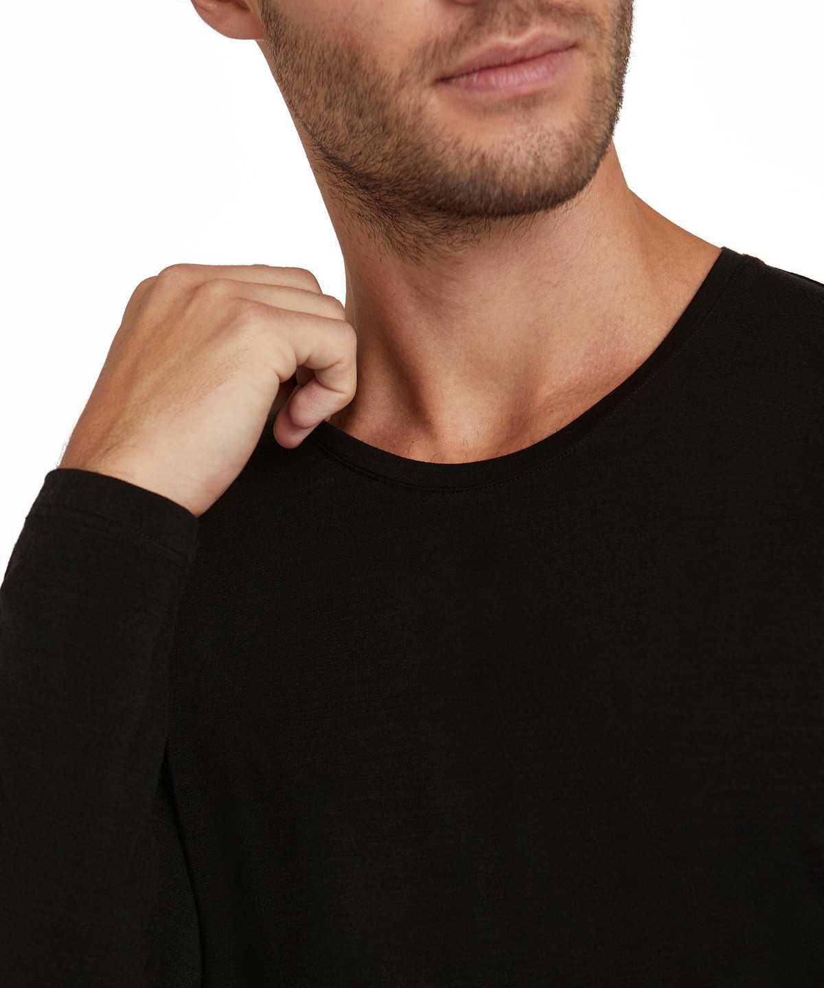 Falke Long sleeve shirt Round-neck Daily ClimaWool Long Sleeve T-Shirts Herren Schwarz | 2547891-YQ