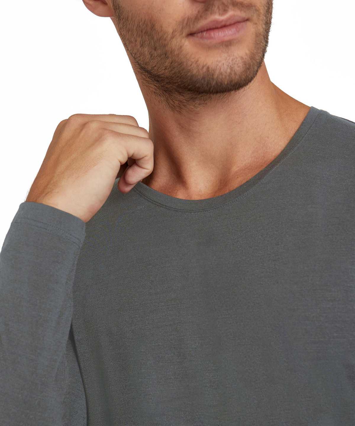 Falke Long sleeve shirt Round-neck Daily ClimaWool Long Sleeve T-Shirts Herren Grau | 7284360-MH