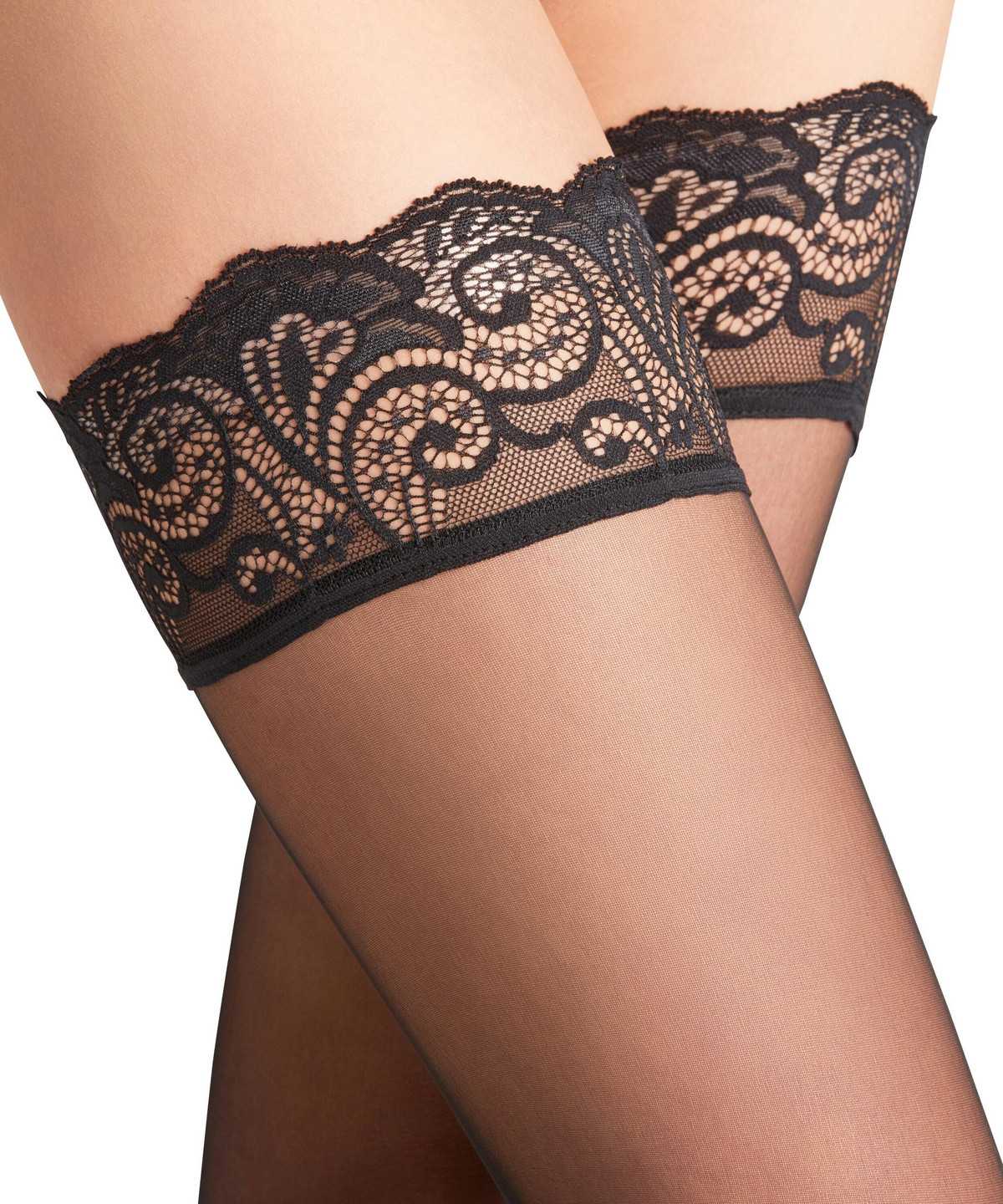 Falke Matt Deluxe 20 DEN Stay-ups Thigh Highs Damen Schwarz | 6023489-WT