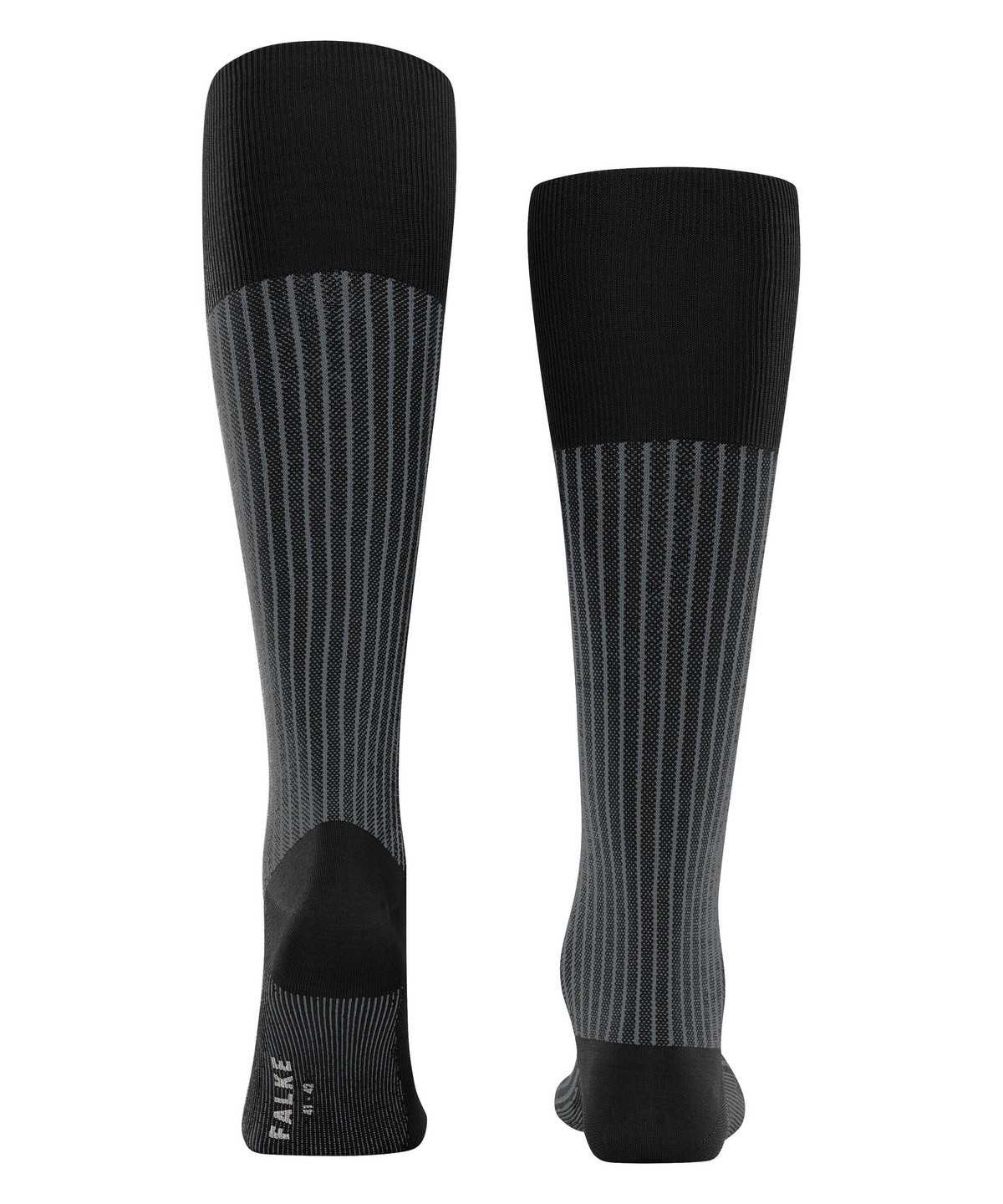 Falke Oxford Stripe Knee-high Socks Socken Herren Schwarz | 0192436-BO