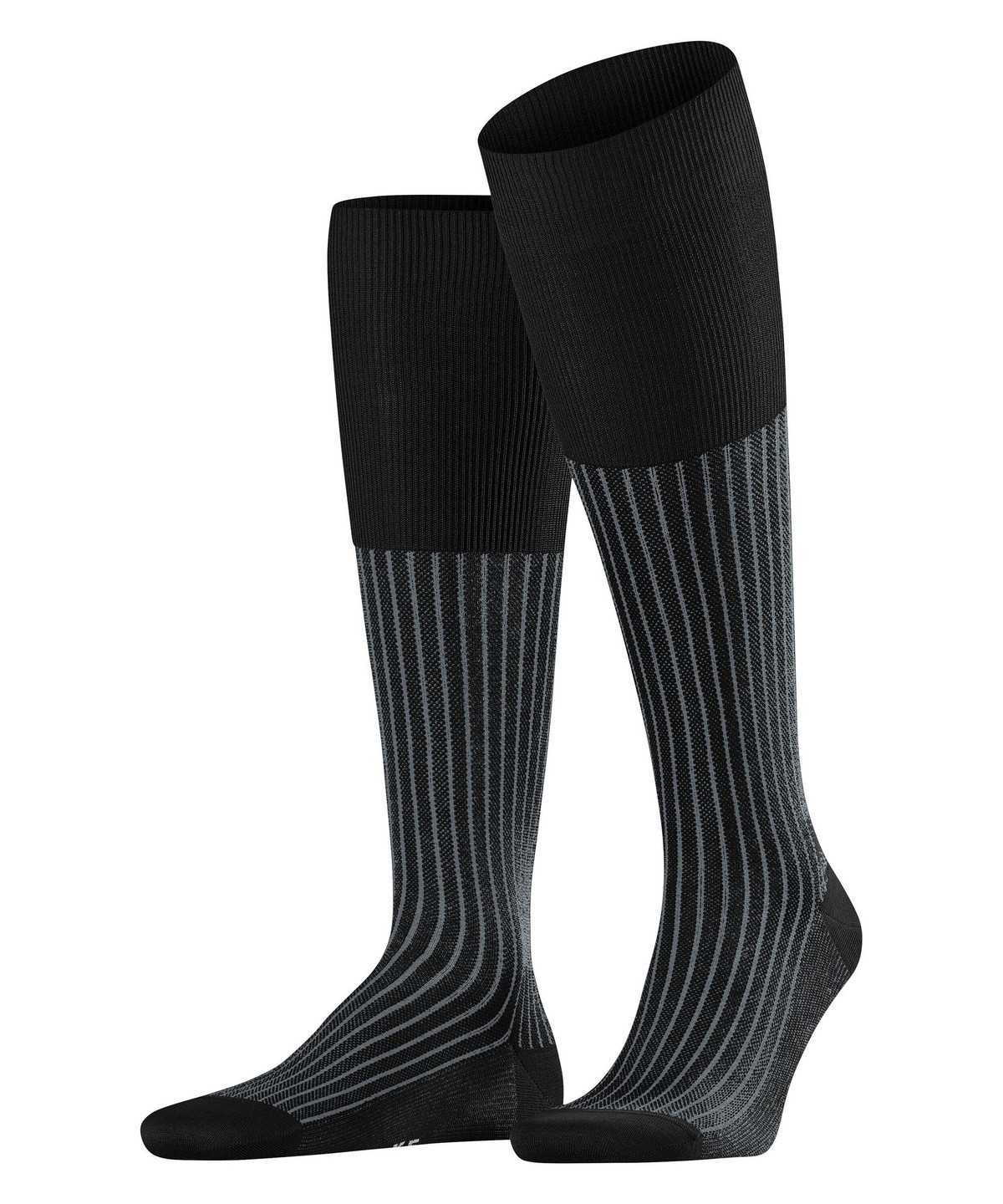 Falke Oxford Stripe Knee-high Socks Socken Herren Schwarz | 0192436-BO