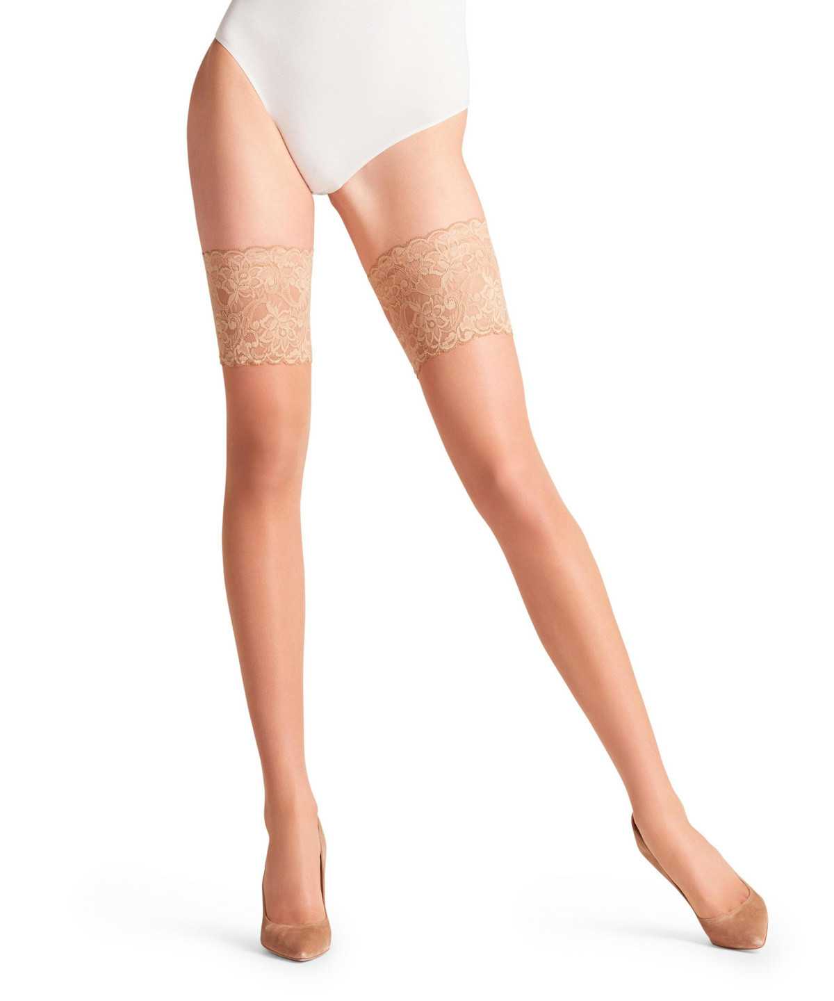 Falke Seidenglatt 15 DEN Stay-ups Thigh Highs Damen Beige | 8593071-XO