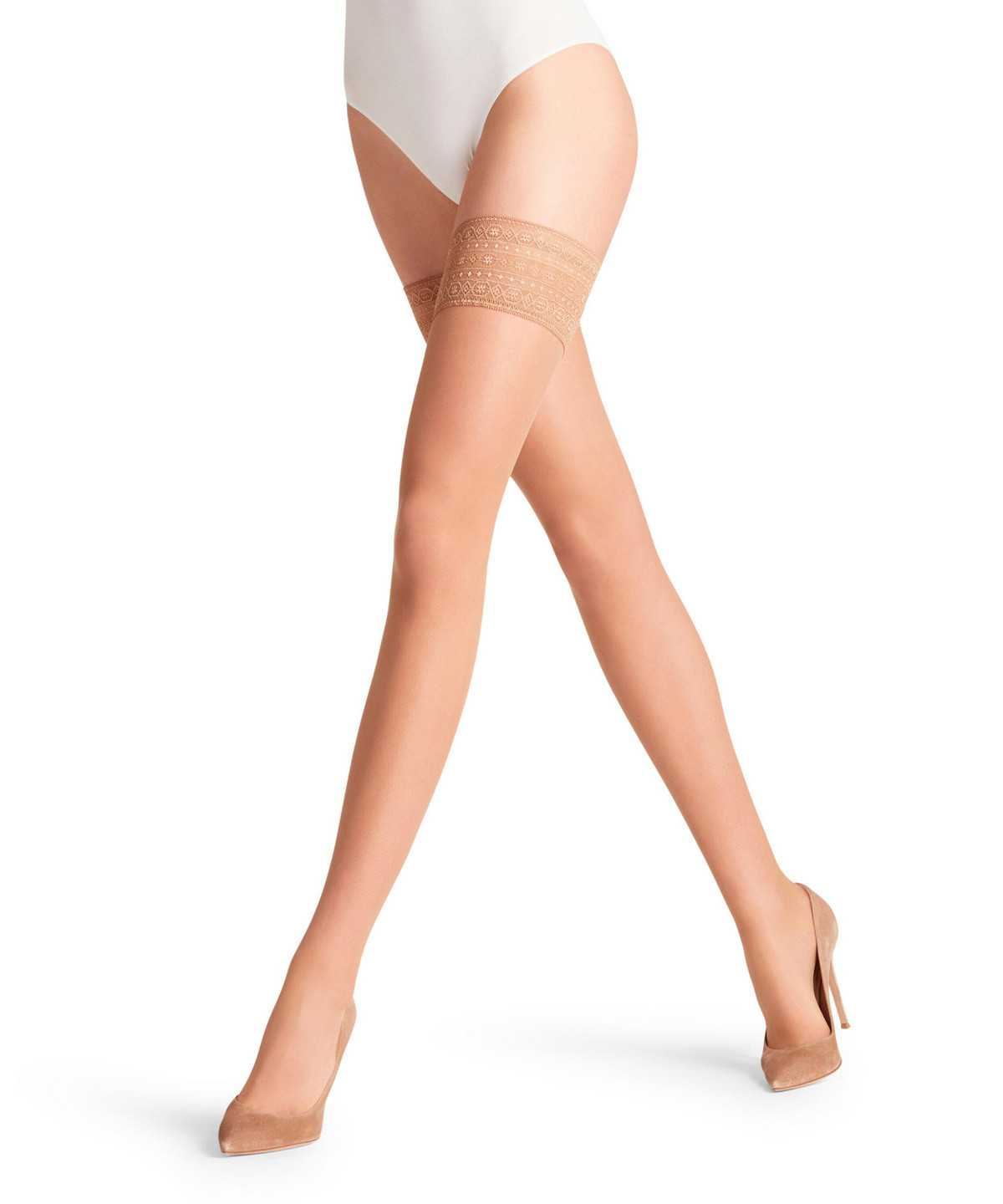 Falke Seidenglatt 15 DEN Stay-ups Thigh Highs Damen Beige | 9261053-MT