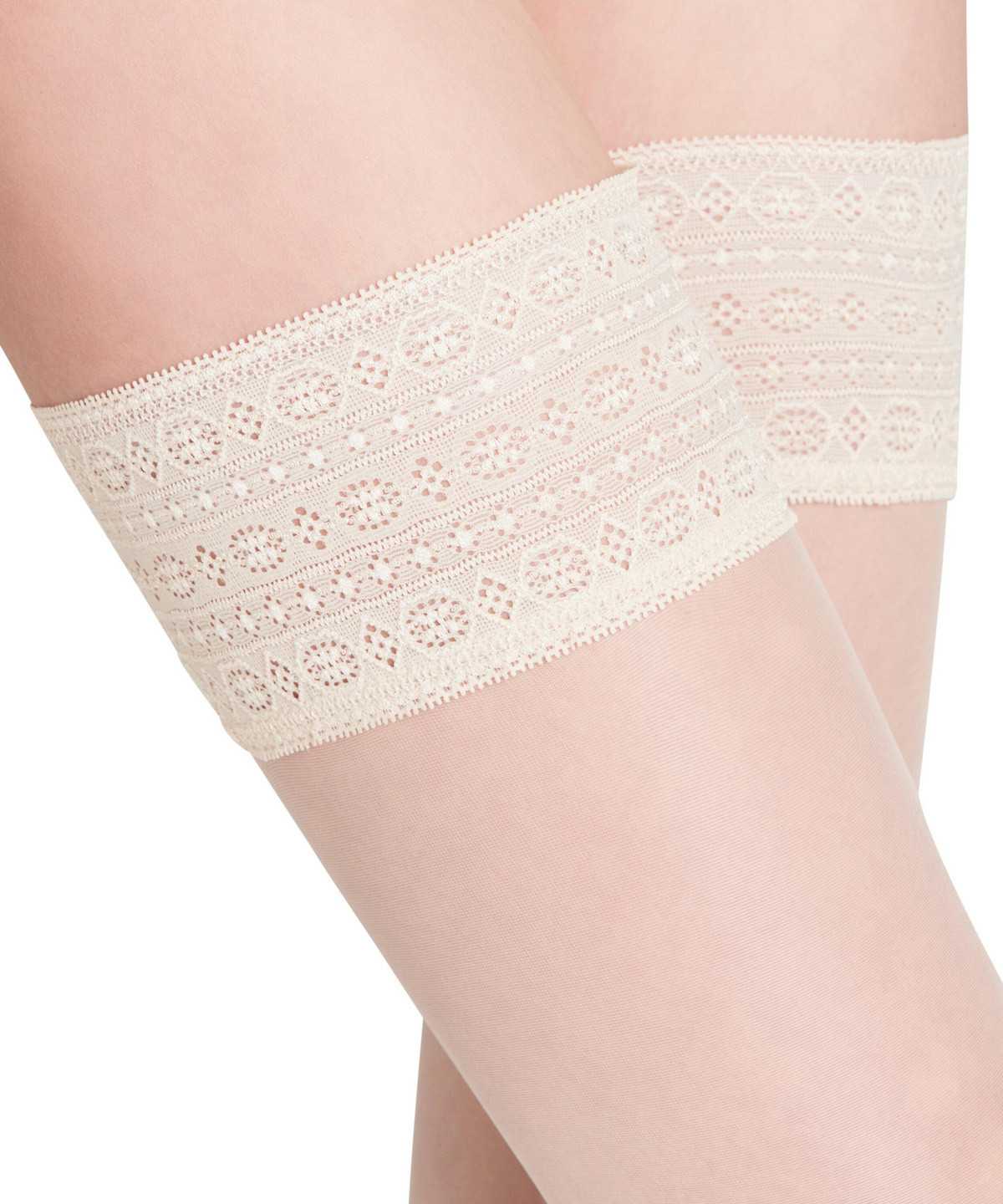 Falke Seidenglatt 15 DEN Stay-ups Thigh Highs Damen Weiß | 6809314-RD