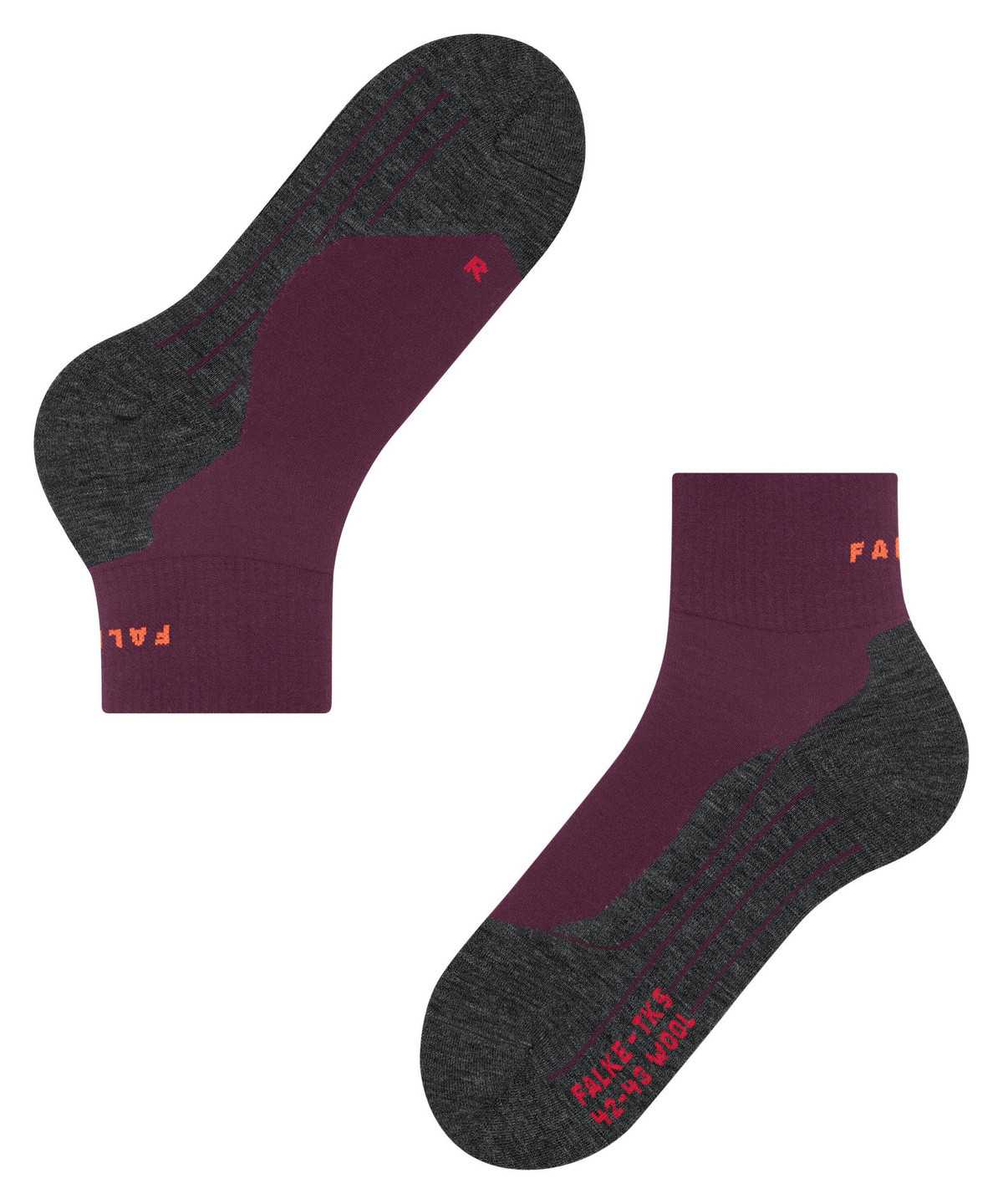 Falke TK5 Wander Wool Short Trekking Short sock Sports Socks Damen Rot | 3654807-WZ