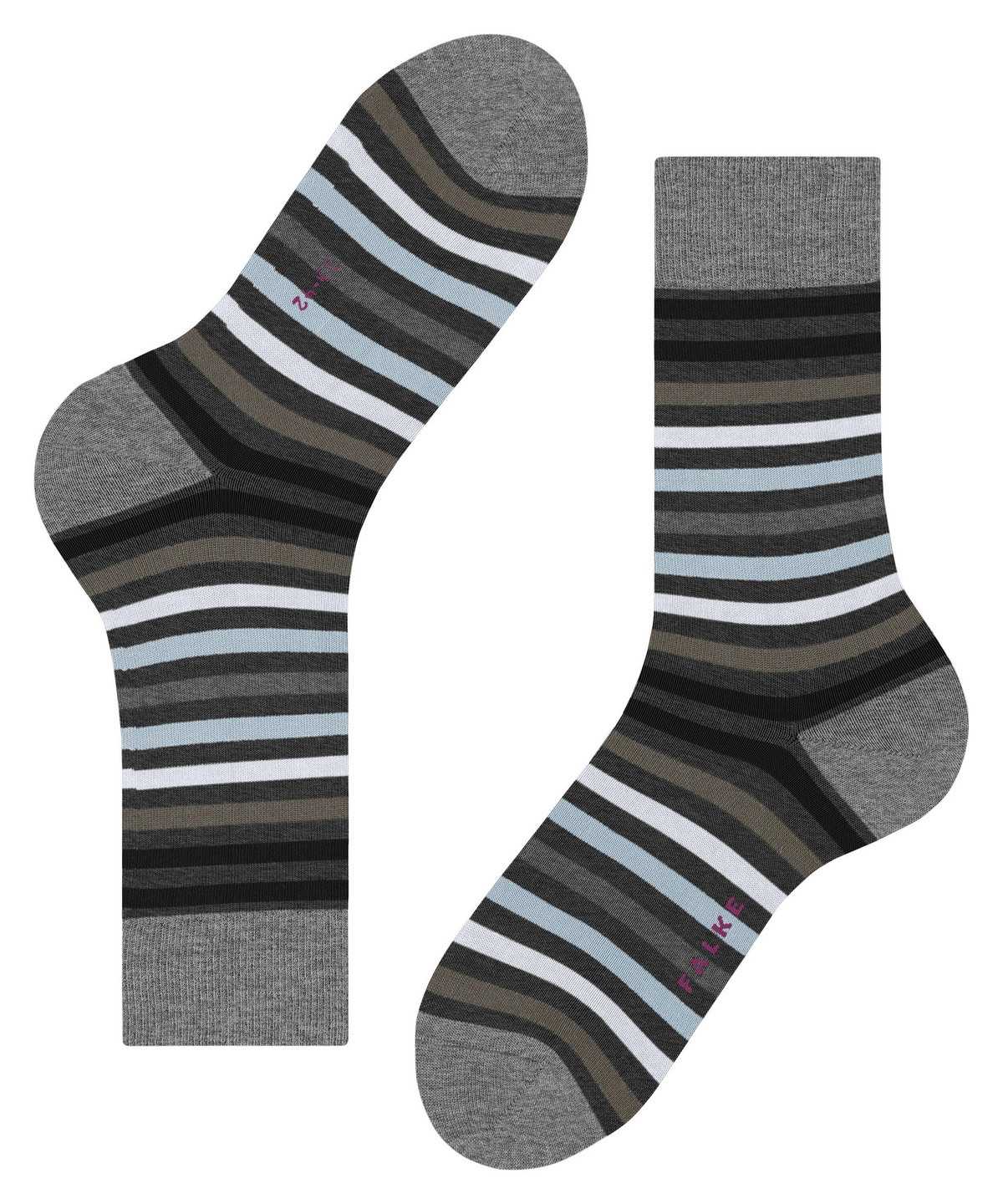 Falke Tinted Stripe Socks Socken Herren Grau | 0897634-VL